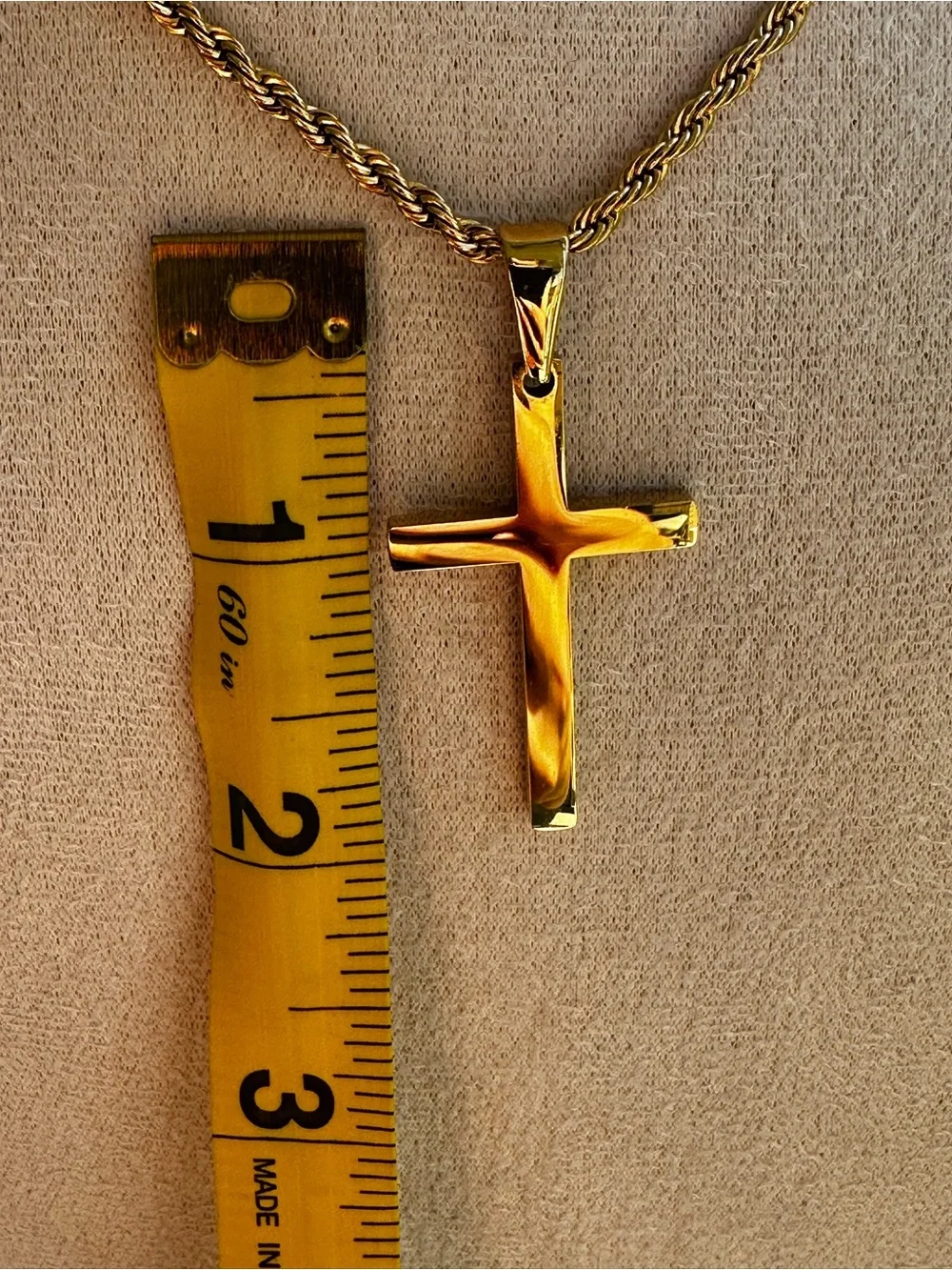 Gold Cross Pendant Necklace Stainless Steel